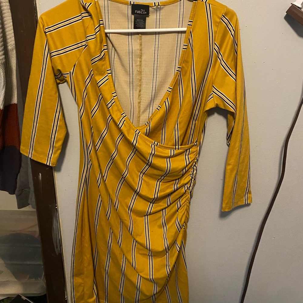 Yellow tight fitting Rue21 dress